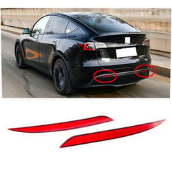 Generic Replacement Tesla Model Y 2020-2023 Reflector Rear Bumper Red Marker Lights Lens Trim (Left & Right) (Tesla Model Y 2020 2021 2022 2023)