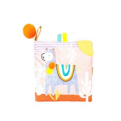 Manhattan Toy Llama Themed Soft Baby Activity Book with Squeaker, Crinkle Paper and Baby-safe Mirror Small