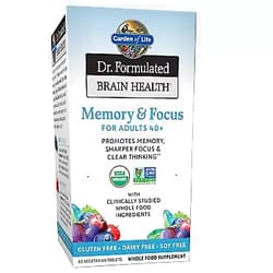 Garden of Life Dr. Formulated Brain Health Memory & Focus for Adults 40+ 60 Tablets