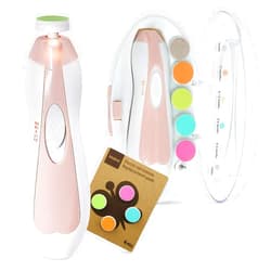 haakaa Baby Nail Trimmer Electric, Baby Nail File with LED Light, Whisper Quiet Baby Nail Buffer with 10 attachments, Suitable for Newborn and Adult