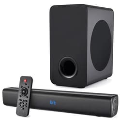 Fansbe Direct Sound Bar Speakers Bluetooth Wireless, TV Speakers Sound Bar Subwoofer, Home Theater Surround Sound Bar HDMI(ARC) Optical AUX USB 2.1ch Home Audio Sound System TV PC Wall Mount, Black