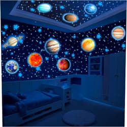 LUMOSX Glow in The Dark Stars for Ceiling - 534pcs Solar System Stickers Glowing Stars Planets & Constellation EBook Glow Stars for Ceiling Glow in The Dark Stars and Planets for Ceiling (Blue)