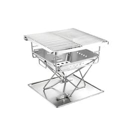 Camping moon Campingmoon Portable Camping Fire Pit Stainless Steel Small Size Wood Burning BBQ Grill for Outdoor Camp Travel Garden Cooking Picnic 1-2 People with Carrying Bag
