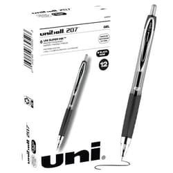 uni-ball 207 Retractable Gel Pens Medium Point, 0.7mm, Black, 12 Pack