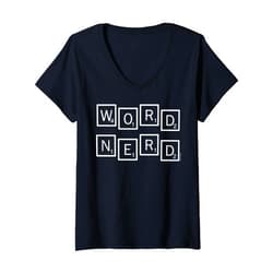 Scrabble Womens Scrabble Word Nerd Tiles V-Neck T-Shirt