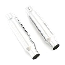 4into1 Set of 2 Chrome Shorty Mufflers Cafe Chopper Motorcycle - I.D 1.75