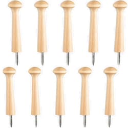 Jetec 10 Pieces Wooden Shaker Peg Screw-on Pegs 3.62 Inch Long Unfinished Wood Shaker Racks for Hanging Clothes Hats Towel and More DIY Paint Color (Wood Color)