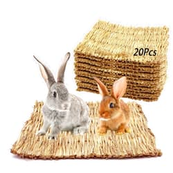 Tfwadmx 20 Pcs Bunny Grass Mat Rabbit Natural Straw Woven Bed Small Animal Cages Sleeping Hay Mats Nest Play Chew Toys for Guinea Pig, Parrot, Hamster, Chinchilla, Squirrel and Small Animal