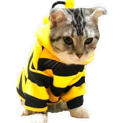 Anelekor Funny Dog Hoodies Sweatshirt Holiday Cat Sweater Warm Dog Clothes for Small Dog Yellow Cat Outfit Puppy Hooded Coat Pet Bee Costume for Halloween Christmas (C, Medium)