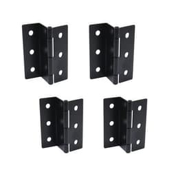 T Tulead Half-Surface Hinges 3-Inch Chest Hinges Iron Offset Door Hinge 270 Degree Three Folding Hinge Black Box Cabinet Hinges 4PCS with Screws