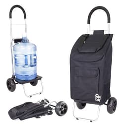dbest products Trolley Dolly Black Foldable Shopping cart for Groceries with Wheels and Removable Bag and Rolling Personal Handtruck Standard
