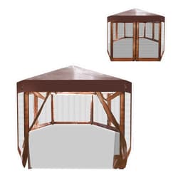 DC DICLASSE Gazebos for Patios, Come with Screen Curtain, Strong Anti-UV Canopy Tent with 110 Square Feet of Shade (Hexagonal, 6.6 Ft Side Length x 6)