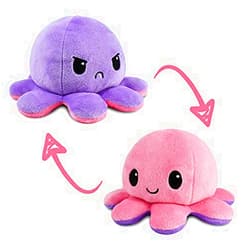 TeeTurtle | The Original Reversible Octopus Plushie | Patented Design | Sensory Fidget Toy for Stress Relief | Light Pink + Light Purple | Happy + Angry | Show Your Mood Without Saying a Word!