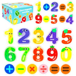 JCREN Jumbo Magnetic Numbers Fridge Magnets Colorful Fruit Shape Number Math Learning Toy Set Preschool Math Counting Refrigerator Magnet Toys for 3 4 5 Year Old Toddler Kids Boy Girl Gift