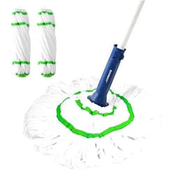 BOOMJOY Self Wringing Mop for Floor Cleaning, Upgraded 55 Inches Long Handled Twist Mop with 2 Microfiber Washable Heads Refill for Kitchen Hardwood Vinyl Tile Laminate Home Office