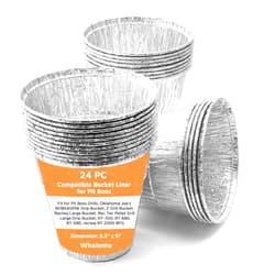 Whaleme 24 Pack Grease Bucket Liners & Drip Grease Bucket for Pit Boss Grills 67292 Foil, Oklahoma Joe's 9518545P06, Ironwood, Flatrock, Recteq Large Bucket etc. 6.3 x 6.0”, Disposable Drip Bucket Cup