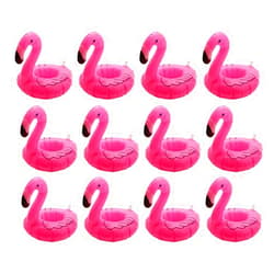 Supoice Inflatable Floating Flamingo Drink Holder 12 Pack Swimming Pool Float Coasters Coke Cup Holder for Beverage Cans Cups & Bottles - Fun Kid & Adult Pool Party …