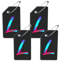 Yoiilifee 4 Pack Initial Luggage Tag for Suitcase, Colored Letter Silicone Bag Tags Identifiers Privacy Cover ID Label with Durable Steel Loop for Women Men Kids Girls Travel, Letter L