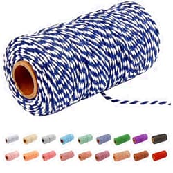 AMZWUS Twine String,328Ft Butcher Twine,cotton string for cooking,crafts,gardening ,gift wrapping,plants(Deep blue and white)