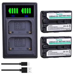 Tectra 2X NP-FM50 NPFM50 Batteries + LED USB Dual Charger for Sony NP-FM30 NP-FM51 NP-QM50 NP-QM51 NP-FM55H Battery and Sony HDR-HC1, DCR-TRV280, DCR-TRV350, CCD-TRV138, DCR-TRV250