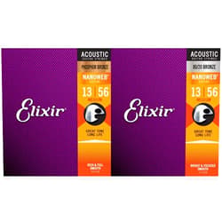 Elixir Strings Phosphor Bronze Acoustic Guitar Strings w NANOWEB Coating, Medium (.013-.056) & Elixir Strings 80/20 Bronze Acoustic Guitar Strings w NANOWEB Coating, Medium (.013-.056) Medium (.013-.056) Single Set Guitar Strings + Strings w NANOWEB Coating