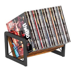 YINMIT Vinyl Record Holder, 80-100 LP Vinyl Record Storage Rack, Quick Assembly Album Display Rack, Retro Style Organizer for Magazine, Book, Files, Albums