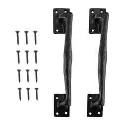 HOME MASTER HARDWARE 9 3/4 in Large Rustic Gate Handle Cast Iron Sliding Barn Door Handles Vintage Metal Gate Pull Handle Fence Long Cabinet Handles for Garage,Outdoor,Closet,Interior,Black 2 Packs