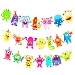 Umoni Little Monster Banner & Garland - Monster Theme Party Supplies for Birthday & Baby Shower