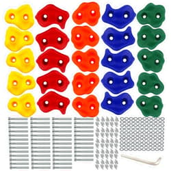 Ogrmar 25 PCS Rock Climbing Holds Set with Mounting Screws and Hardware for DIY Kids Indoor and Outdoor Play Set Use