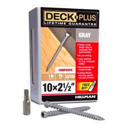 Hillman Deck Plus 48439 Gray Star-Drive Composite Deck Screws (#10 x 2-1/2