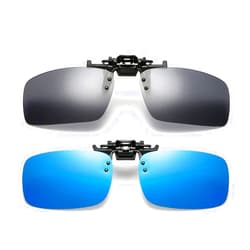 ZYZH Polarized Clip On Sunglasses Flip Up Fit Over Night Vision Glasses Anti Glare for Men Women Driving Sports 4 Pairs with Box Grey+Sky Blue