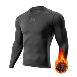 ROCKBROS Cycling Thermal Long Sleeve Shirts Men Wicking Compression Fleece Undershirt Base Layer for Ski Workout