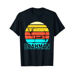 Brahman Cow, Retro Sunset, Vintage Color Palette Zebu Cattle, Brahma Bull Hump, Dewlap Cow, Indian Aurochs T-Shirt