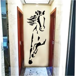 WOHAHA Stallion Galloping Wall Decals Black and White Horse Running Wall Stickers Decor Peel and Stick Living Room Bedroom Removable Waterproof Murals Wall Art Decorations