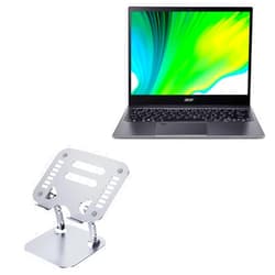 BoxWave Stand and Mount Compatible with Acer Spin 5 (SP513-54N) - Executive VersaView Laptop Stand, Ergonomic Adjustable Metallic Laptop Stand - Metallic Silver