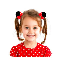 Products4ushop Red Polka Dots Bow Mice Mouse ears Hair Clips Barrettes, Elastic Hair Bands: M3 (Band 4 cm)