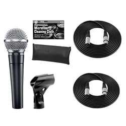The Imaging World Shure SM58-LC Cardioid Dynamic Vocal Microphone + Extra Two (2) XLR Cables Bundle