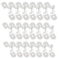 Kemcatui 50 Pcs 1/2 Inch Conduit Clamp, Stainless Steel Pipe Strap Two Hole U Bracket, Pipe Clamp Tension Clip Assortment Kit, Strap Clamp for Rigid Pipe Wire Cord