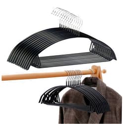 PJJXMY Clothes Hanger Rubber Coated Contour Metal No Bumps Hanger, Suit Hanger,Coat Jacket Hangers,Sweater Hanger (Pack of 20, Black)