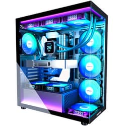 MUSETEX ATX PC Case 7 PWM ARGB Fans Pre-Installed, Type-C Mid Tower Computer Case with Full-View Dual Tempered Glass, Gaming PC Case, Black(K2)
