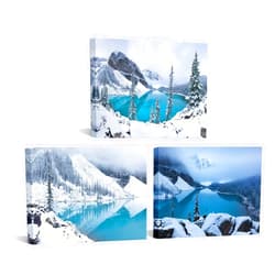 iKNOW FOTO Colorado Wall Art Set of 3 - Snow Mountain and Moraine Lake National Park Landscape, 12x16 Each, Modern Artwork Painting Print on Canvas, Framed Picture for Living Room Home Decoration