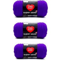 Red Heart Super Saver Amethyst Yarn - 3 Pack of 198g/7oz - Acrylic - 4 Medium (Worsted) - 364 Yards - Knitting/Crochet