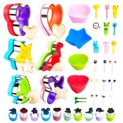 Aoerfes Sandwich Cutter and Sealer Set for Kids 41Pcs, Decruster Sandwich Maker Holiday Heart Cookie Cutters Fruit Vegetable Cutter Bento Lunch Box with Dinosaur Mikey Butterfly Shapes for Boys Girls