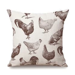 Solekla Throw Pillow Cover Chicken Cocks and Hens Sketch Rooster Farm Hand Animal Drawn Cockerel Pillow Case Decorative 18 x 18 Inches Outdoor Cushion Couch Sofa Pillowcases