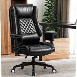 YAMASORO Ergonomic Office Chairs Comfortable Executive Desk Chair with Adjustable Armrests,Seat,Tilt and 3D Lumbar Support Oil-Waxed Leather, Black Upgraded