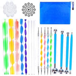 ABenkle 19PCS Mandala Dotting Tools Set with a Zipper Storage Bag for Painting Rocks, ABenkle Mandala Stencil Ball Stylus Paint Tray Set