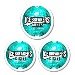 THE HUNGRY GORILLA Ice Breakers Wintergreen Sugar Free Mints 3 Pack (1.5 oz each individual container) packaged in a box by THE HUNGRY GORILLA