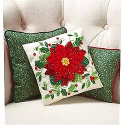 Bucilla Elegant Poinsettia Felt Applique Throw Pillow Kit
