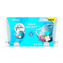 SC Johnson Glade Jar Candles, Fragrance Candles Infused with Essential Oils, Air Freshener Candles, Multiple Scents Available! (Aqua Waves, 3.4oz- 2 Candles)
