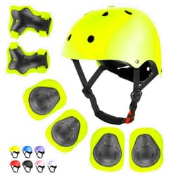 WayEee Kids Bike Helmet Set Skateboard Knee Pads, Helmet Pad Set Protective Gear Set Adjustable for Girls Kids 3-14 Helmet Elbow Pads Wrist Guards for Sport Cycling Bike Roller Skating Scooter